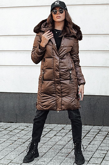 Ženska ULTRAWAY prešita jakna s kapuco coffee Dstreet TY4627