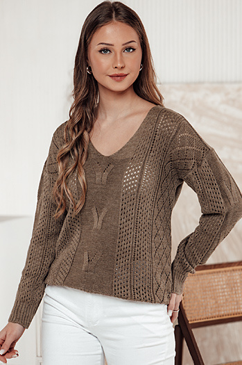 Ženski pulover LACEONIA beige Dstreet MY2404
