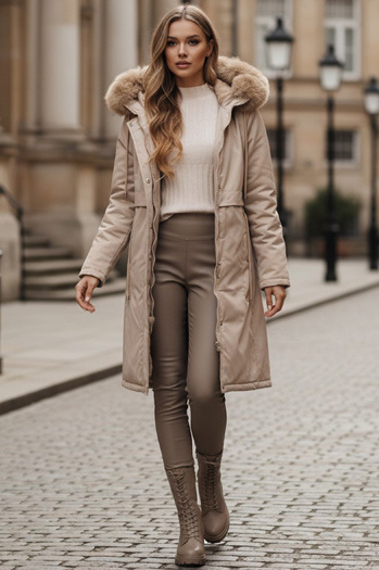 Ženska zimska jakna parka s krznom bež barve Dstreet TY5112