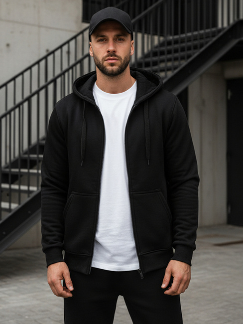 Moška jopa z zadrgo Barva Črna DSTREET BX2192