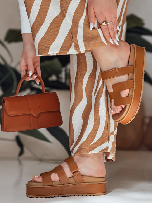 Ženske japonke na velcro PLATFOR camel Dstreet ZY0868