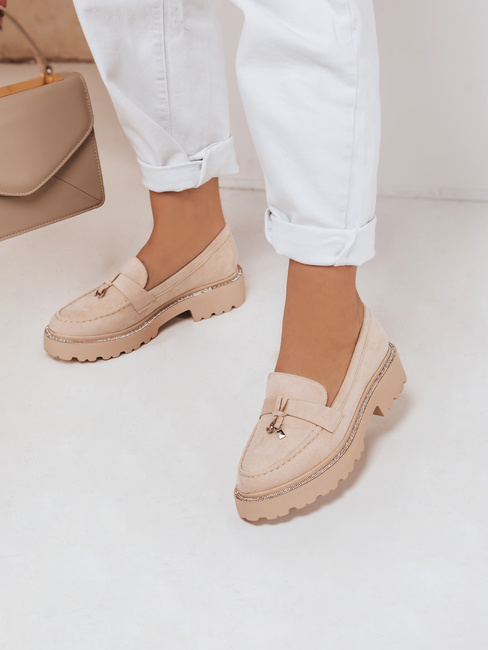 Ženski mokasini LOAFELIA beige Dstreet ZY0603