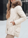 Ženska zimska jakna s krznom ecru Dstreet TY5495
