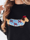 Ženski pulover s pasjo aplikacijo CHICPAWS črn Dstreet MY2541