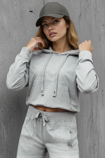 Ženska majica s kapuco svetlo siva Dstreet BY1533