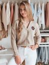 Ženski pulover ene velikosti z vezenino AMELIE beige Dstreet MY2469