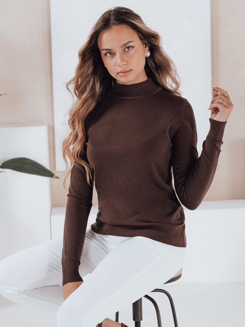 Ženski pulover s polovičnim rolojem TARLENA brown Dstreet MY2481