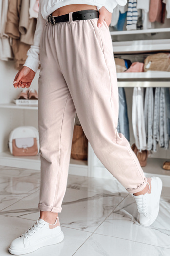 Ženske hlače chinos s pasom TAILANDI roza Dstreet UY2551