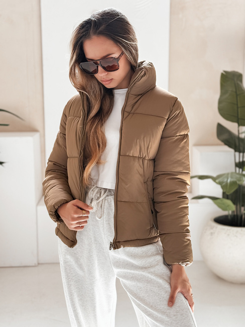 Ženska prešita zimska jakna LAROSE dark beige Dstreet TY5217
