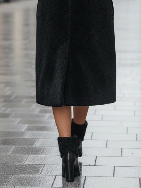 Ženski škornji s peto črni Dstreet ZY1311