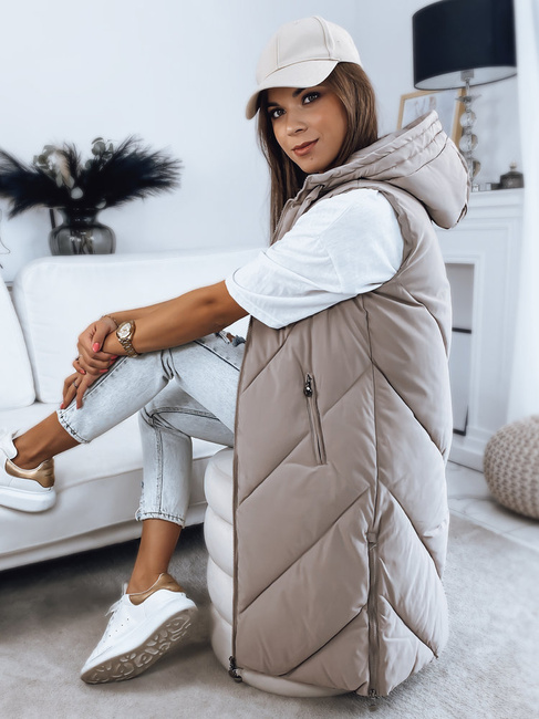 Ženski brezrokavnik ZIPIS bež Dstreet TY3216