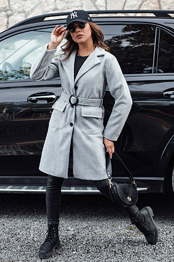 Płaszcz damski SCHERMI jasnoszary Dstreet NY0668