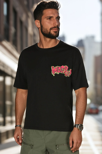 Moška majica s potiskom črna Dstreet RX5645