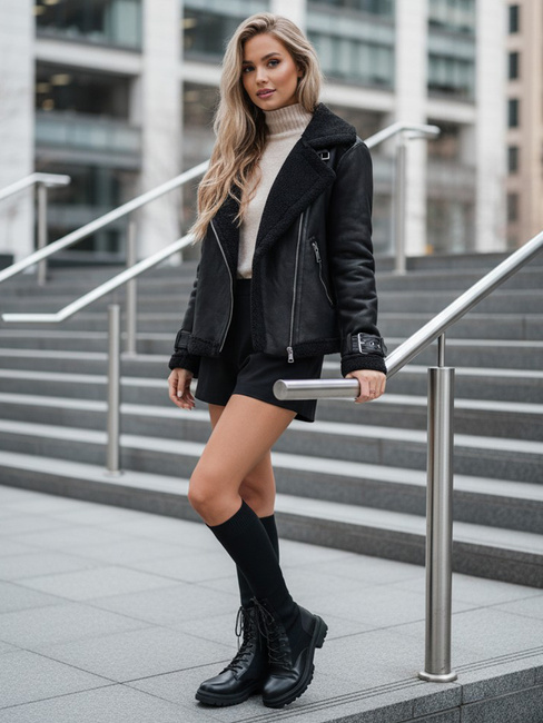 Ženski škornji z nogavicami črne barve Dstreet ZY1014