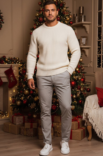 Moške svetlo sive hlače chino Dstreet UX4415z