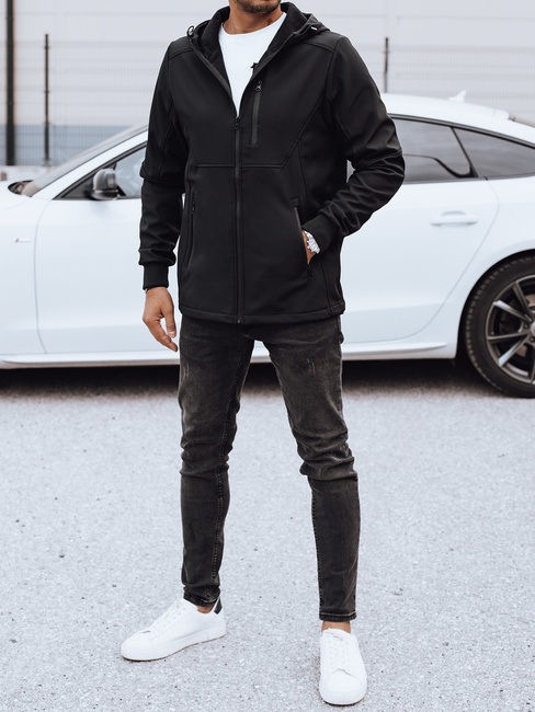 Moška prehodna softshell jakna s kapuco črna Dstreet TX4819