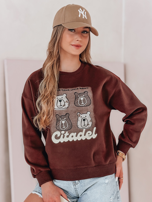 Ženska bluza prevelike velikosti z medvedki MISOBEARS burgundska Dstreet BY1434