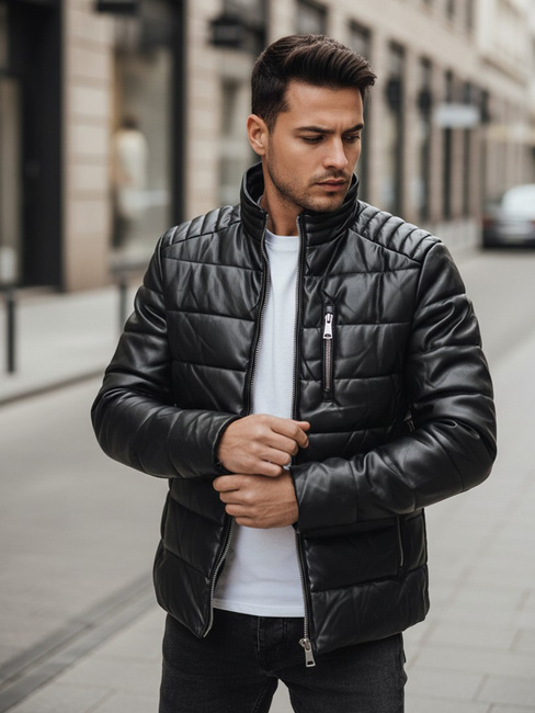 Moška izolirana usnjena jakna črna Dstreet TX5115