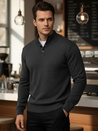 Moški pulover s pokončnim ovratnikom grafitne barve Dstreet WX2355