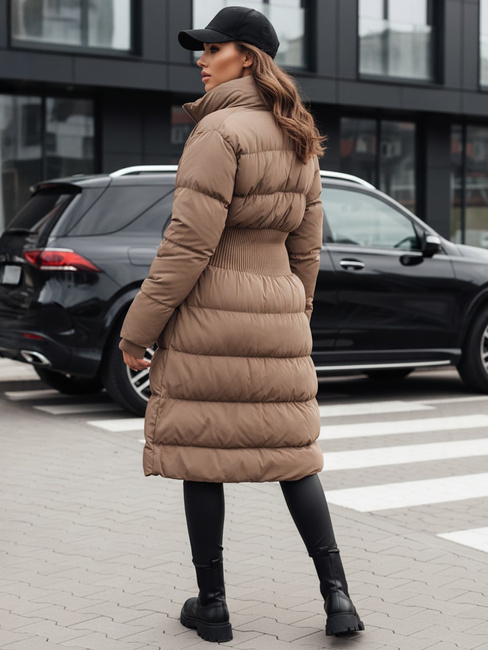 Ženska zimska dolga prešita jakna FABWARM beige Dstreet TY4621