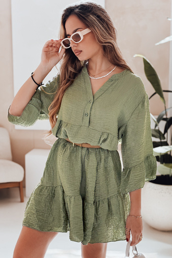 Poletna mušelinska obleka LYVONNE temno zelena Dstreet EY2616