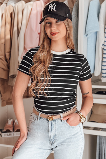 Ženska osnovna črtasta majica LINESS black Dstreet RY2817