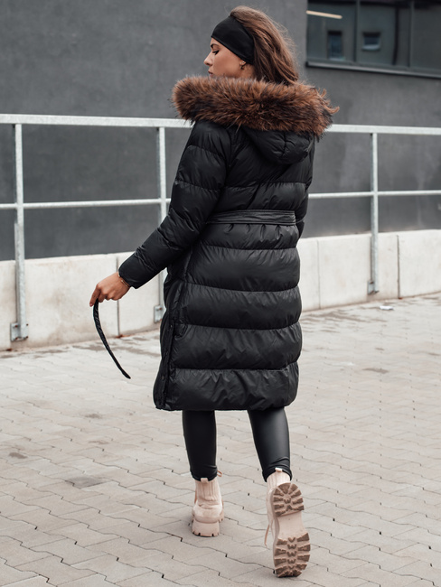 Ženska prešita zimska jakna s krznom STYLEBELLA black Dstreet TY4608