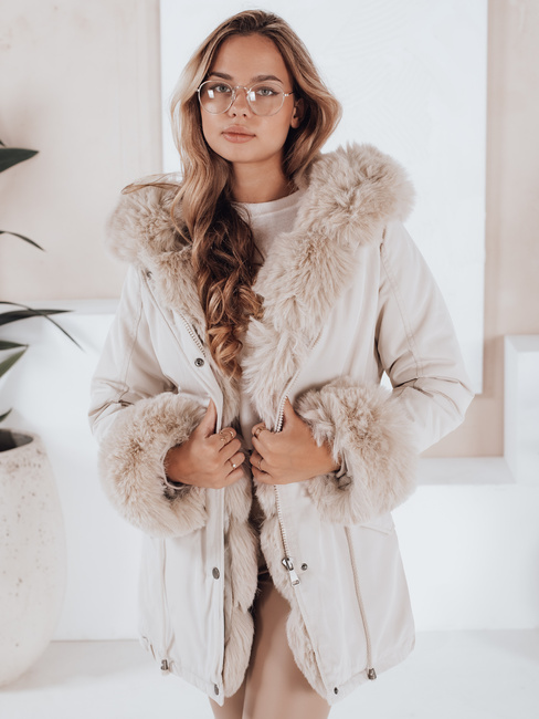 Ženska zimska jakna parka s krznom CHARMFUR bela Dstreet TY5225