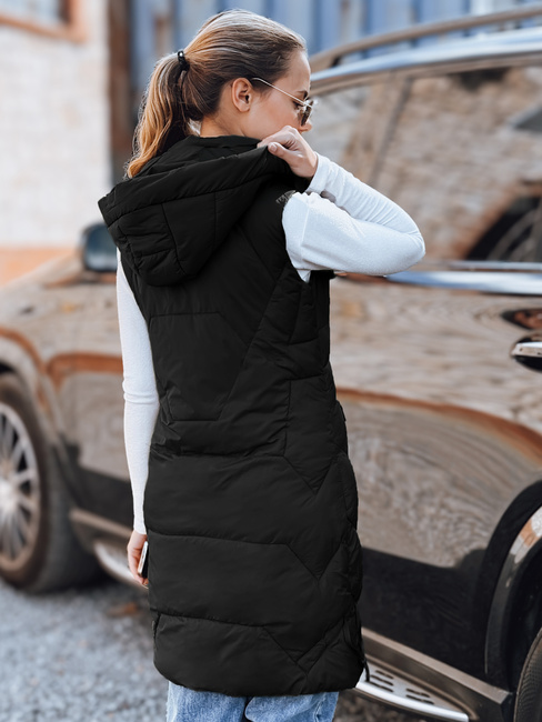 Kamizelka damska długa pikowana czarna Dstreet TY5269