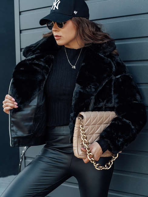 Ženska zimska krznena jakna SAVARA black Dstreet TY4693
