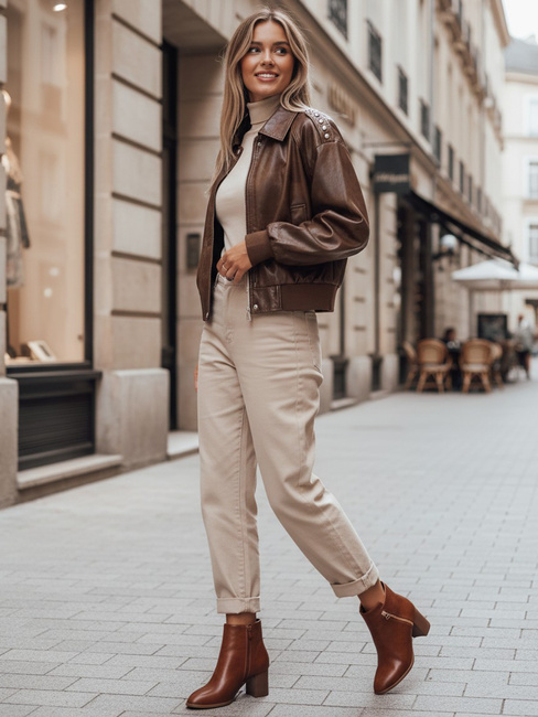 Ženski kamelji škornji s peto Dstreet ZY1317