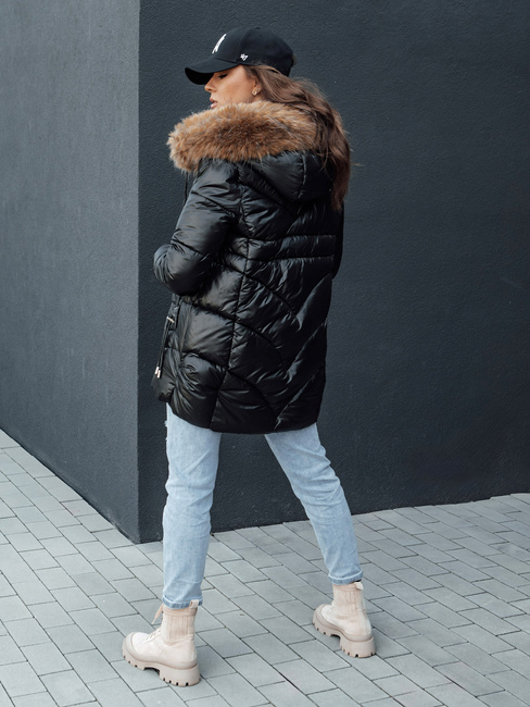 Ženska zimska jakna s kapuco WINTERCHIC črna Dstreet TY4455