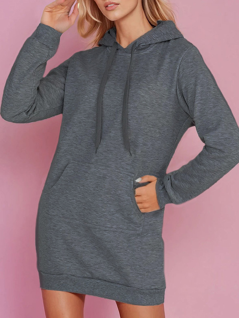 Ženska dolga majica s kapuco oversize TIMMY temno siva Dstreet EY2565