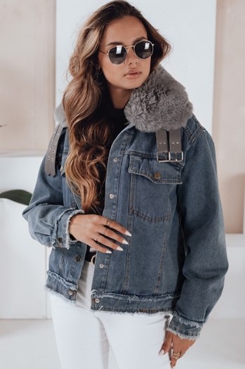 Ženska jeans jakna FURDENIM s krznom svetlo modra Dstreet TY4755