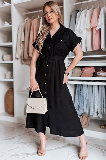 SUNNI LOVE platnena maksi obleka črna Dstreet EY2606