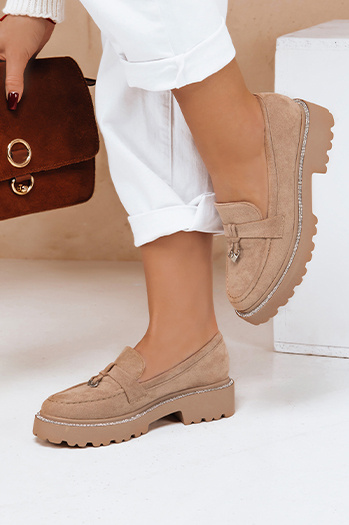 Ženski mokasini LOAFELIA khaki Dstreet ZY0604
