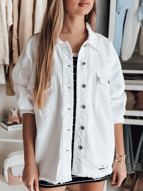 Ženska prevelika jeans jakna JUSTDEM bela Dstreet TY4903