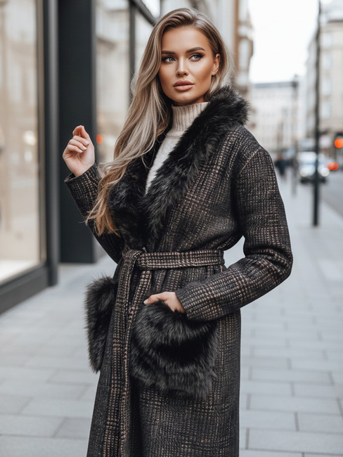 Ženski krznen plašč rjave barve Dstreet TY5229z