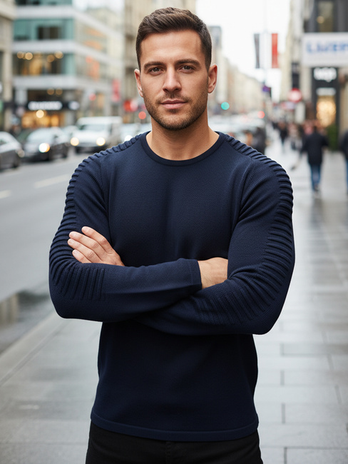 Moški pulover v mornarsko modri barvi WX2297z