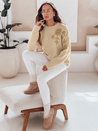 Ženski pulover s cvetlično aplikacijo GIRLHERBAL krem Dstreet MY2546