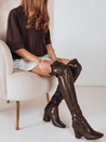 Ženski škornji nad koleni rjave barve Dstreet ZY1246