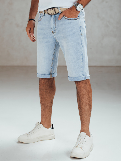 Moške modre kratke hlače iz džinsa s pasom Dstreet SX2559