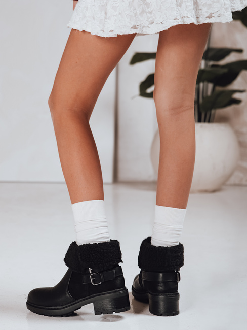 Ženski škornji z ovčjo kožo črni Dstreet ZY1250