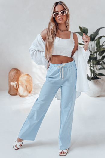 Ženske priložnostne hlače s širokimi hlačami BOHO DAY svetlo modra Dstreet UY2651