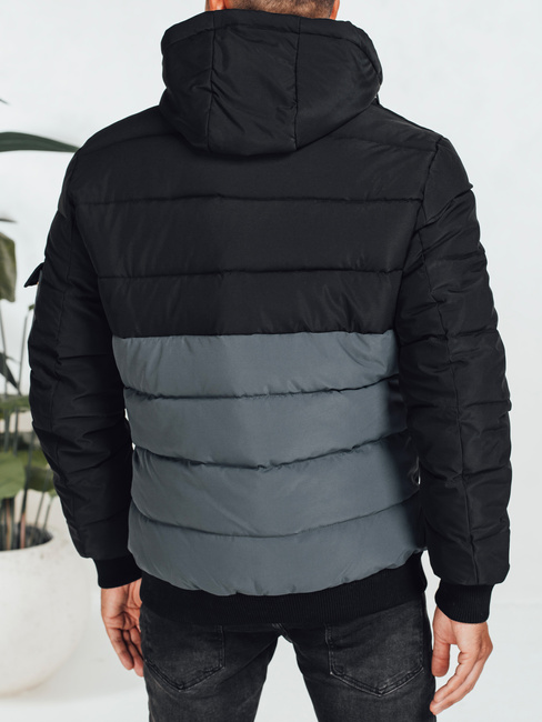 Moška zimska jakna s kapuco črna/siva Dstreet TX5049