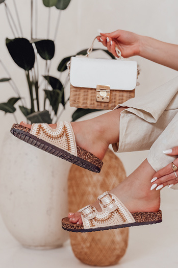 Ženske plutovinaste japonke KORKARTA beige Dstreet ZY0892