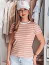 Ženska osnovna črtasta majica LINESS roza Dstreet RY2809