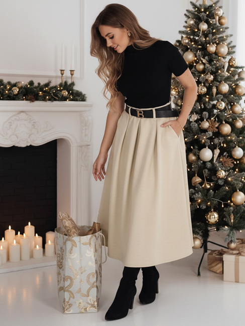 Žensko midi krilo light beige Dstreet CY0477z