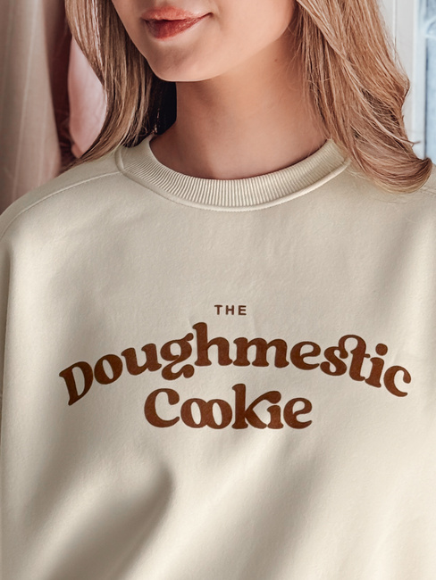 Ženska bluza prevelike velikosti s potiskom COOKIES svetlo bež Dstreet BY1446