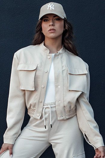 Ženska bomber jakna PRIEV beige Dstreet TY4306